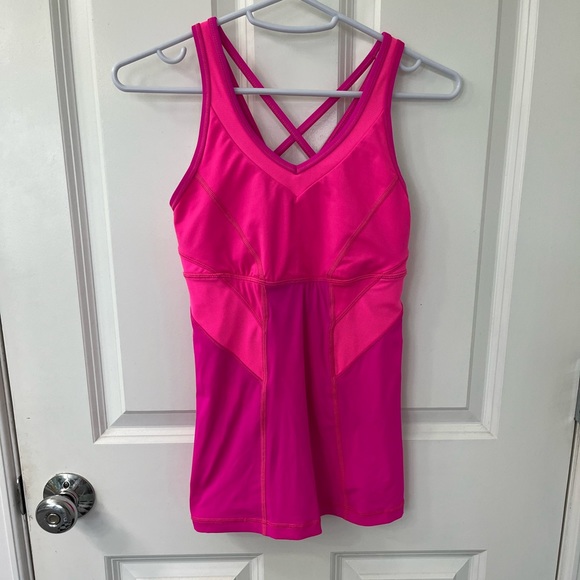 Lululemon tank top size 4 pink strap it like it’s hot criss cross luxtreme - Picture 2 of 6